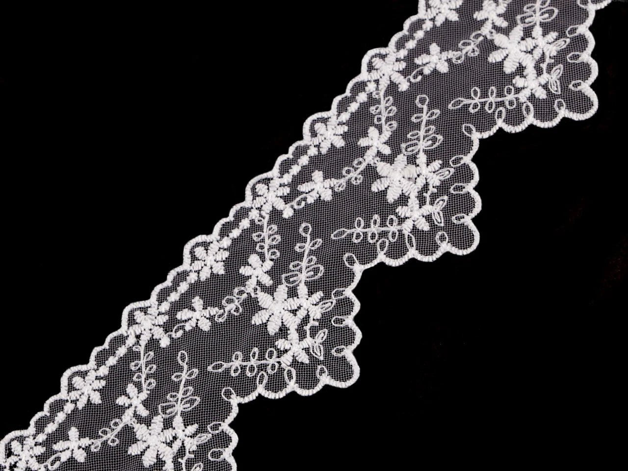 Izšūta mežģīne - 6,5 cm balta