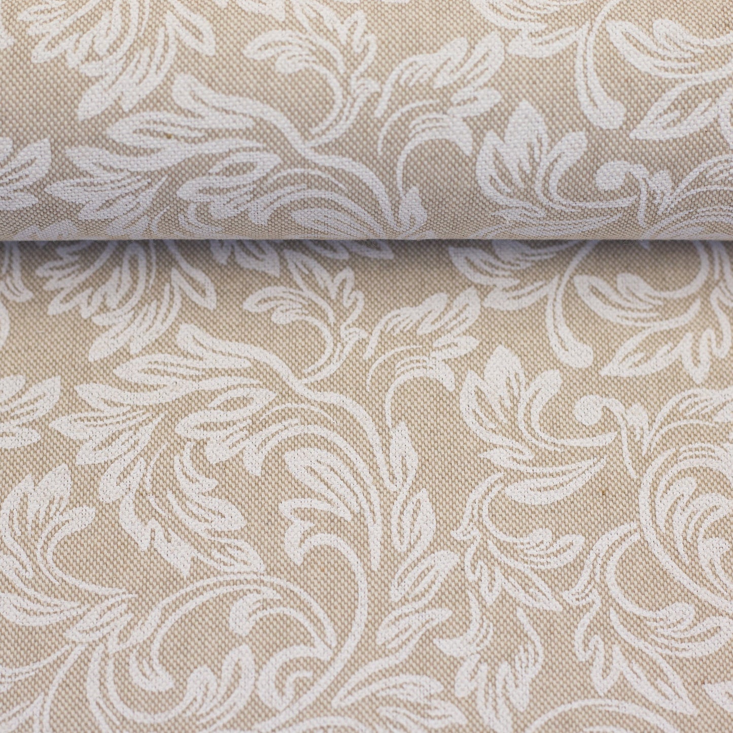 Kanvas audums - elegants balts raksts 200 g/m²