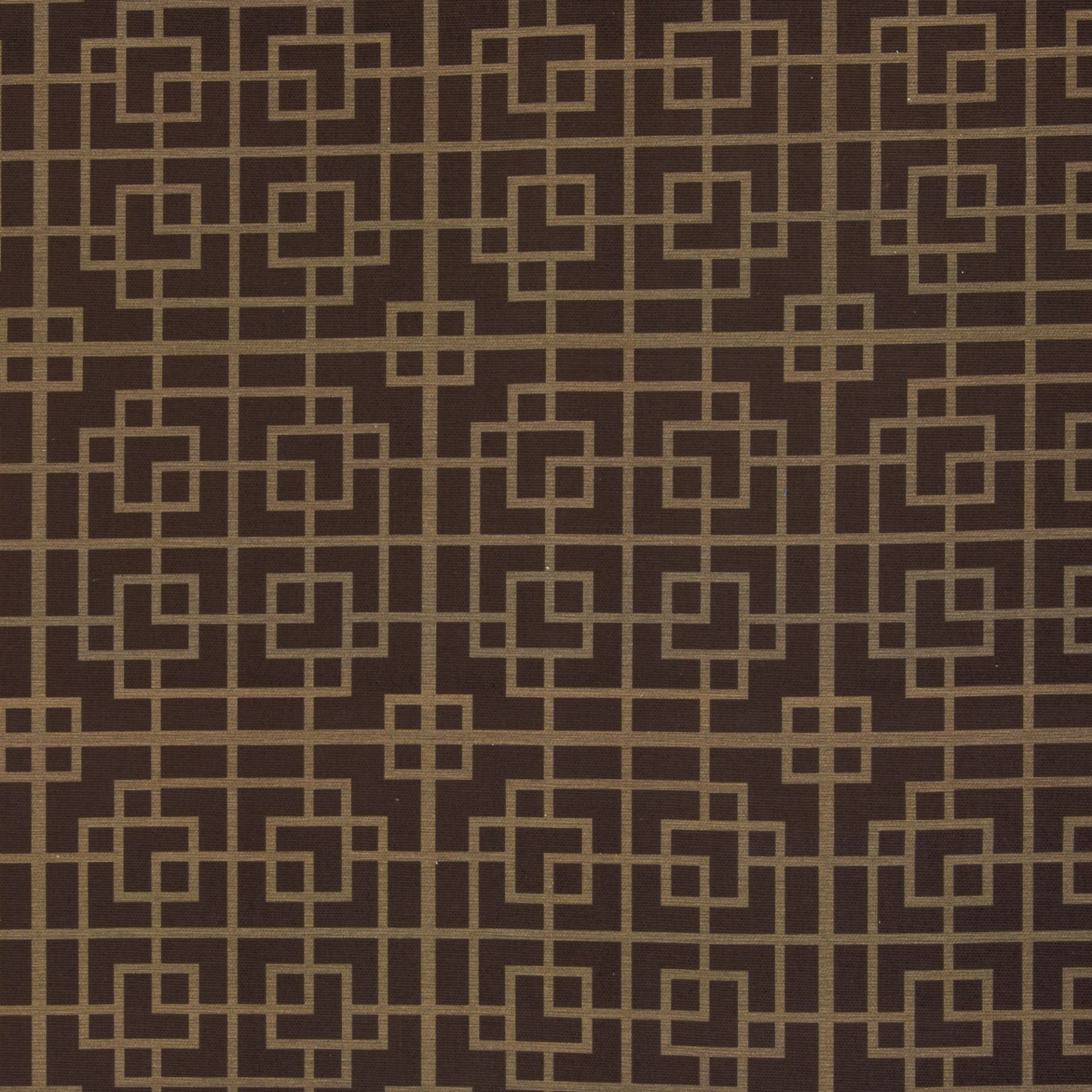 Kanvas audums - ģeometrisks raksts uz brūna fona 220 g/m²
