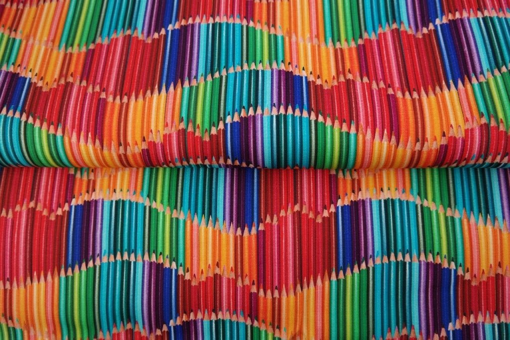 Kanvas audums - krāsainie zīmuļi 275 g/m²