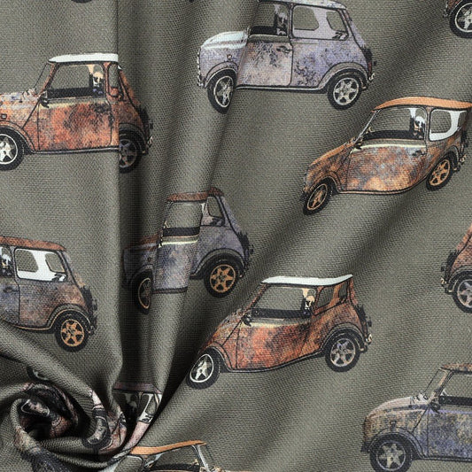 Attēls ar Kanvas audums - retro auto 225 g/m² – pieejams Šarlotes audumi