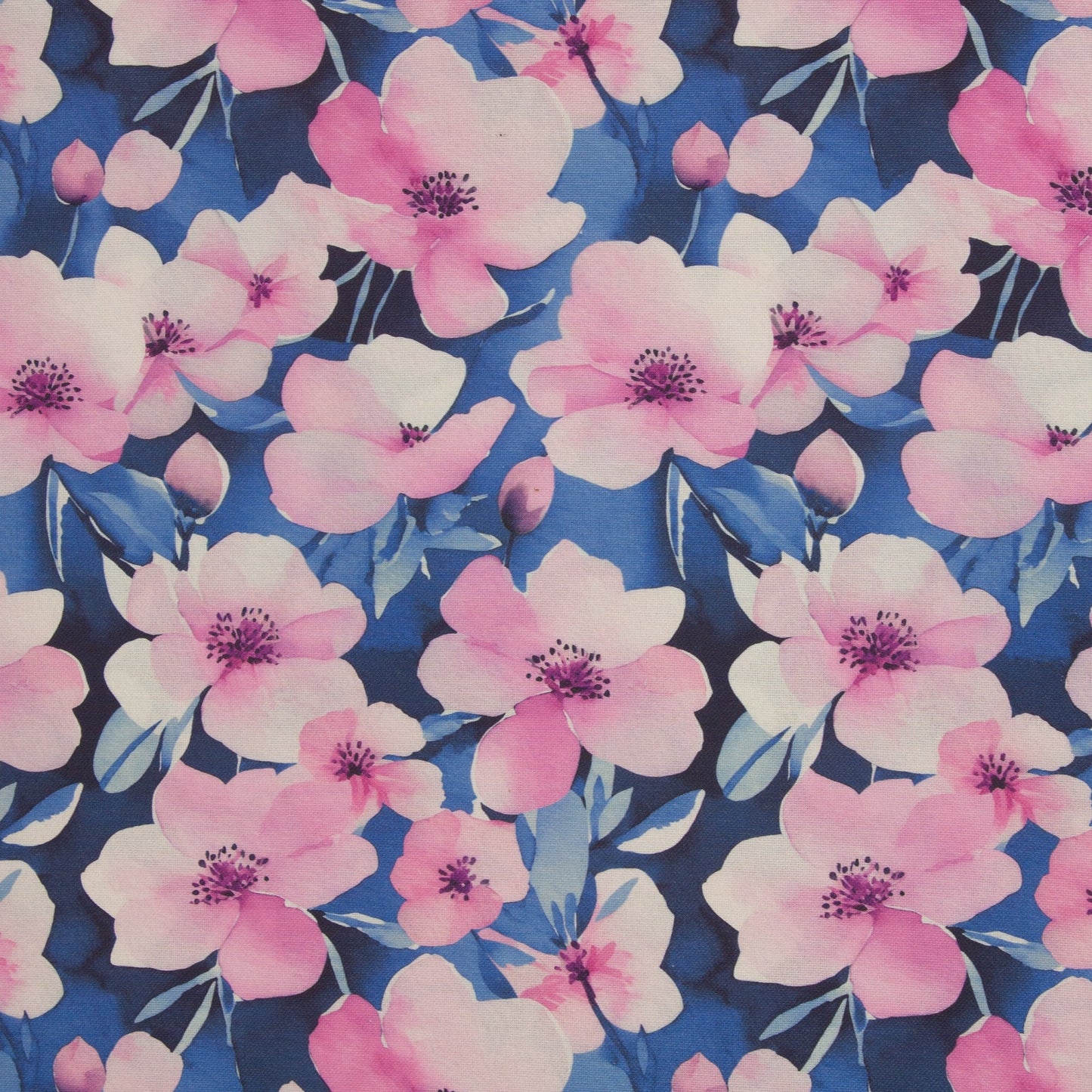 Kanvas audums - rozā ziedi 200 g/m²