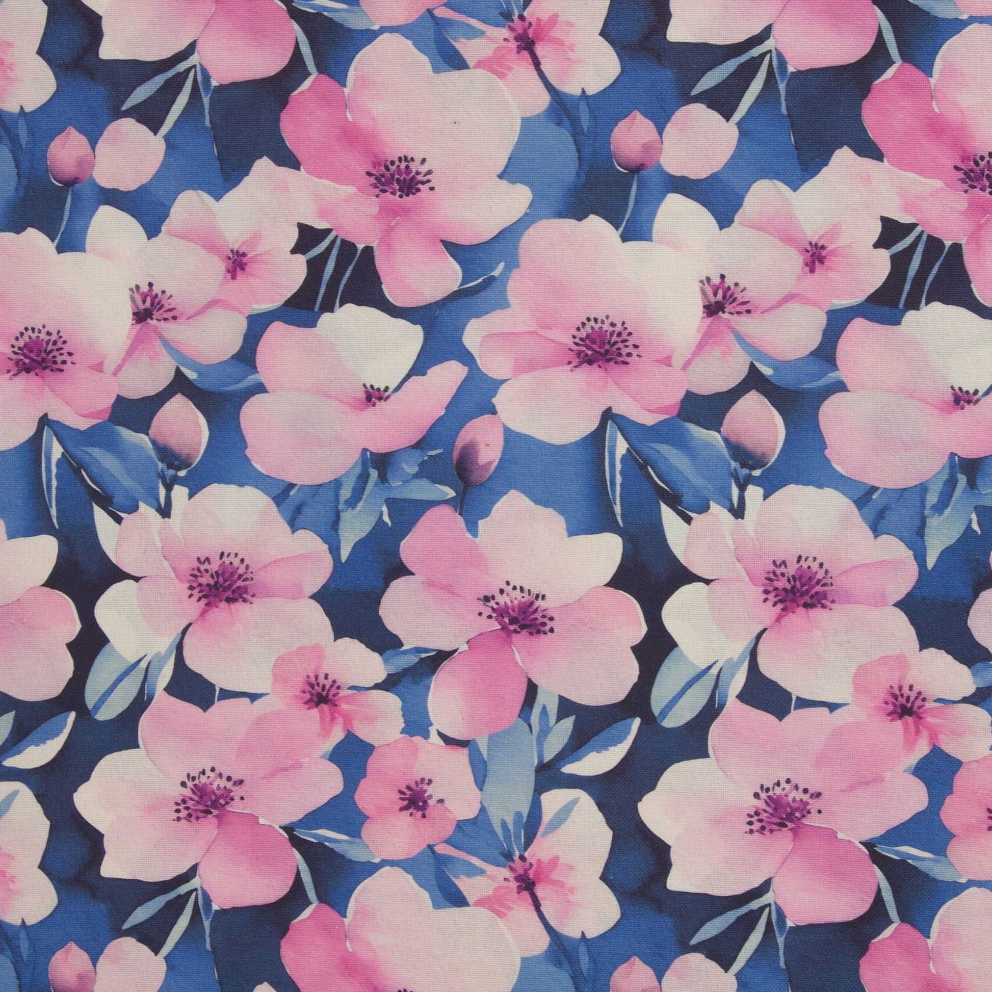 Kanvas audums - rozā ziedi 200 g/m²