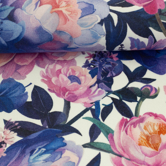 Kanvas audums - zilās peonijas 210 g/m²