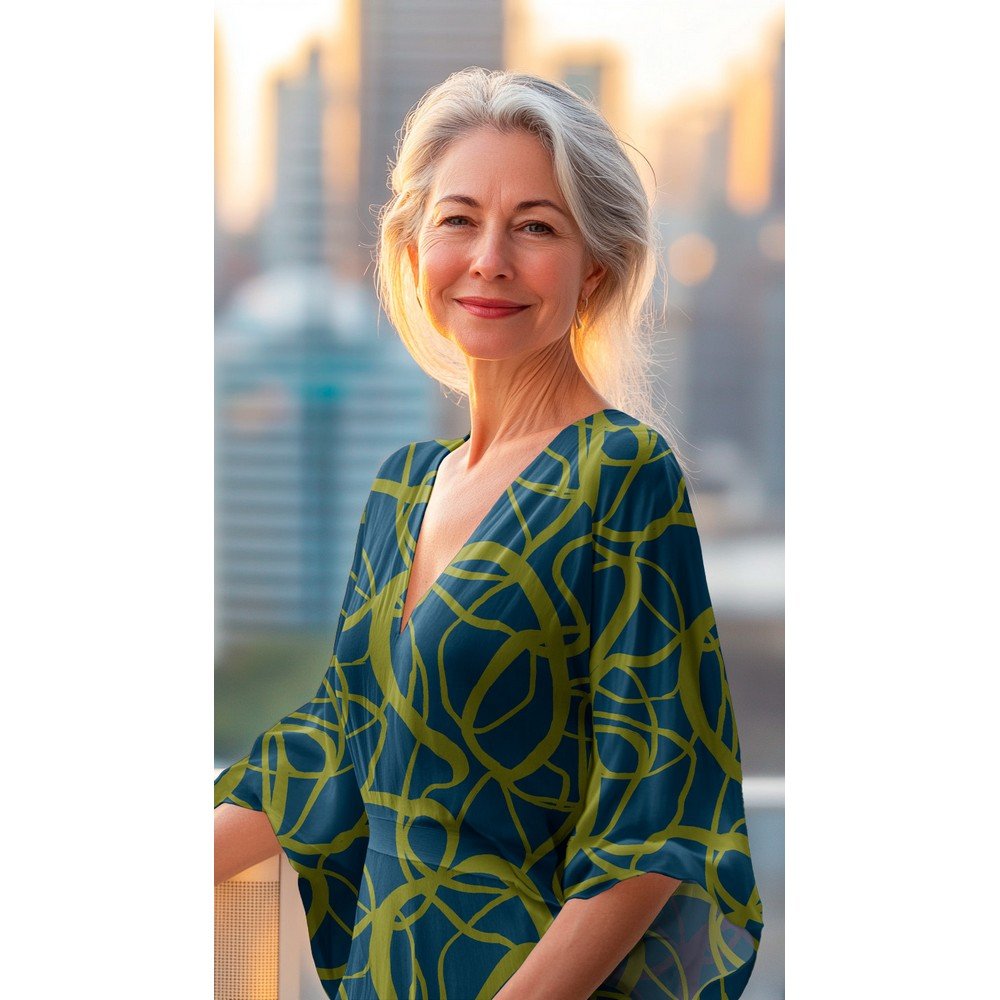 Kleitu audums ar elastānu - abstrakstas līnijas 80 g/m²