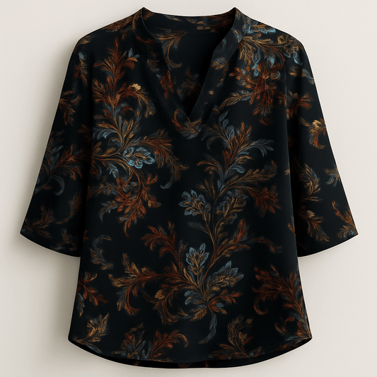 Kleitu audums ar elastānu - raksts uz melna fona 80 g/m²