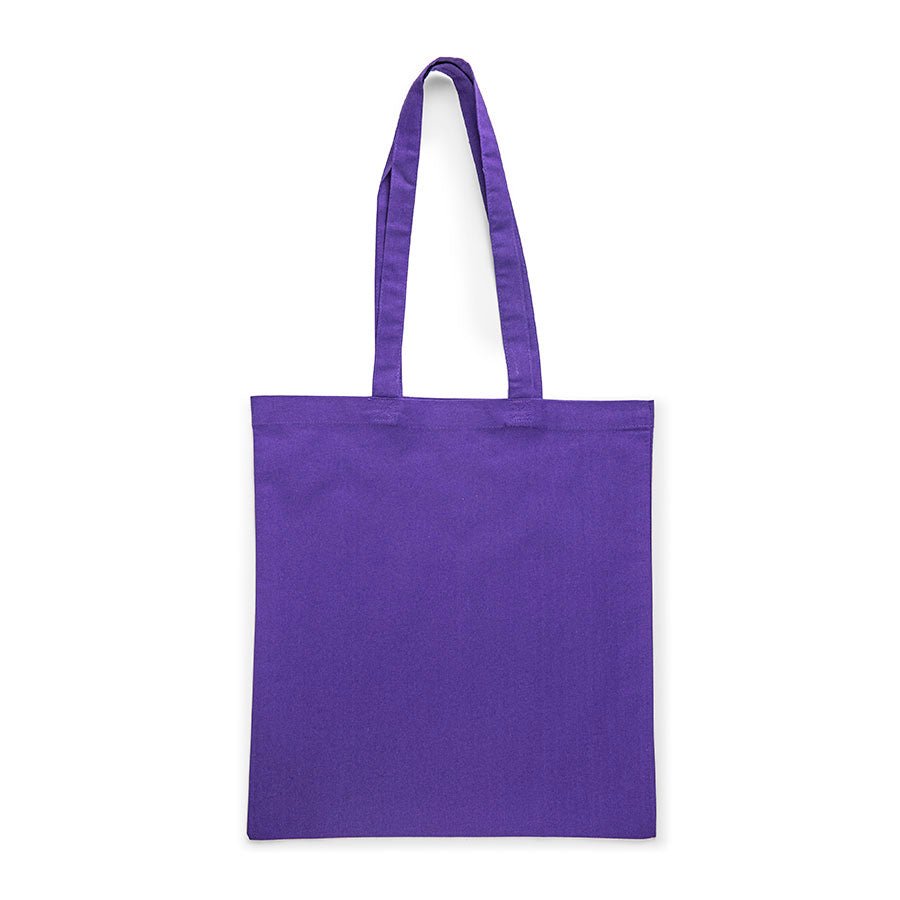 Attēls ar Kokvilnas auduma maisiņš ar garajiem rokturiem 38 x 42 cm 140 g/m² - tumši lillā – pieejams Šarlotes audumi