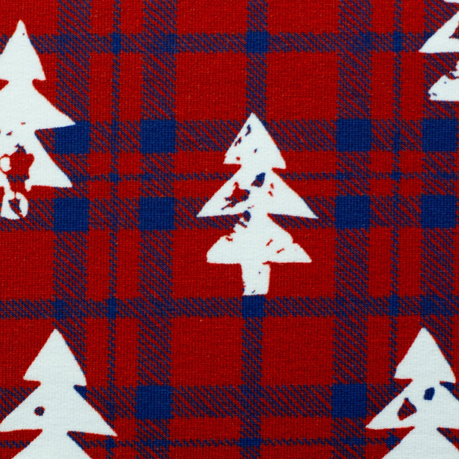 Kokvilnas cilpiņtrikotāža ar siltinājumu - egles un rūtiņās 280 g/m²