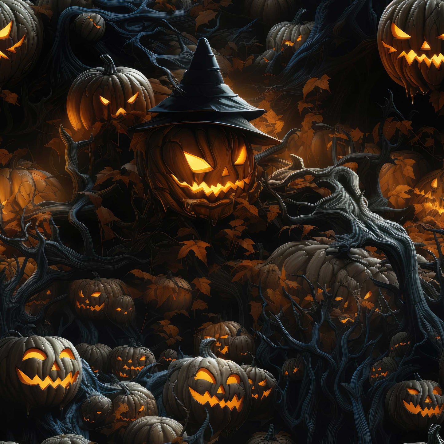 Kokvilnas cilpiņtrikotāža - baisie ķirbji 230 g/m²