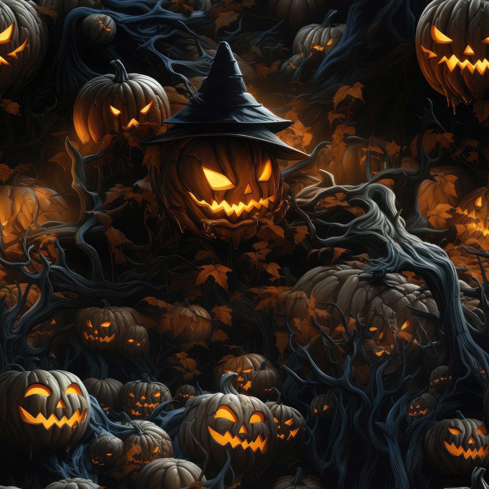 Kokvilnas cilpiņtrikotāža - baisie ķirbji 230 g/m²