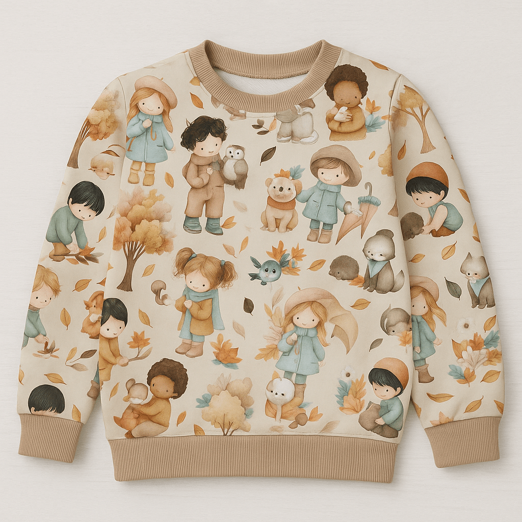 Kokvilnas cilpiņtrikotāža - bērni rudenī 250 g/m²