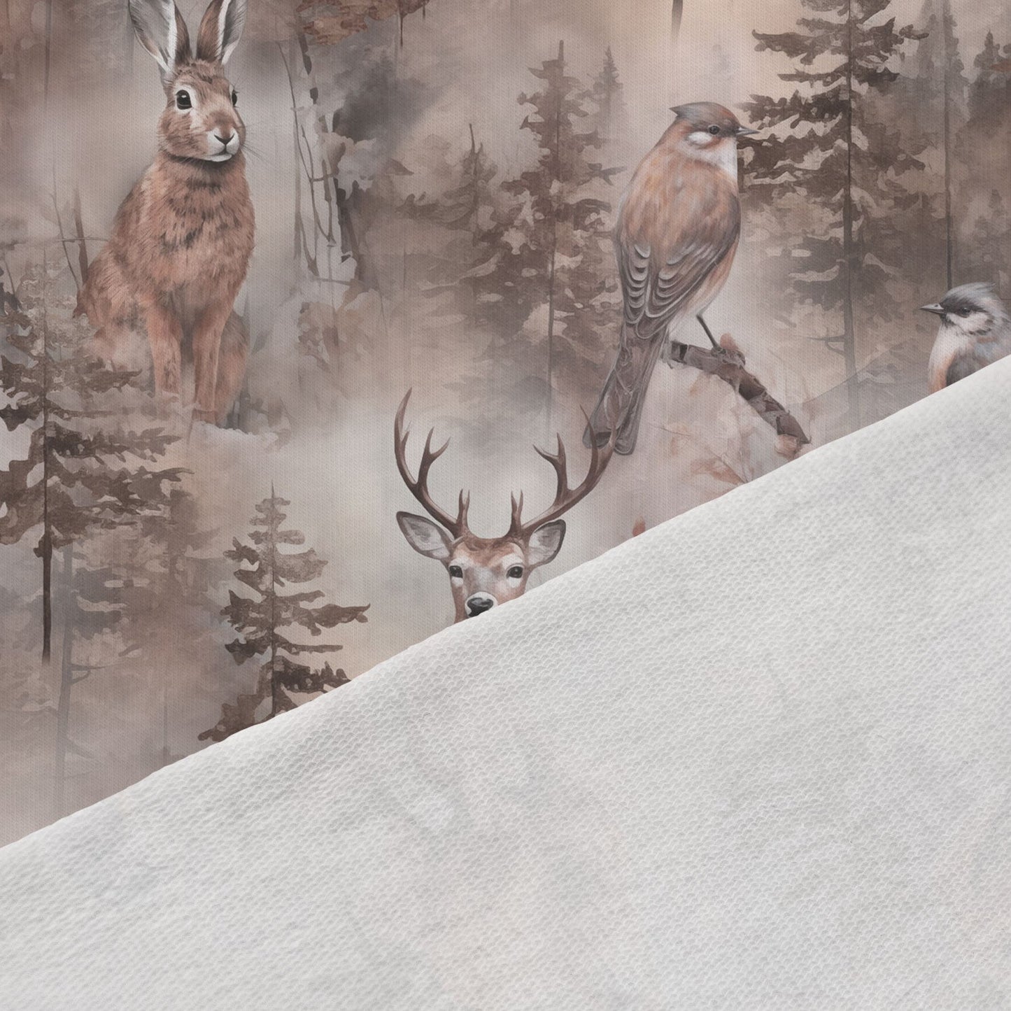 Kokvilnas cilpiņtrikotāža - briedis mežā 250 g/m²