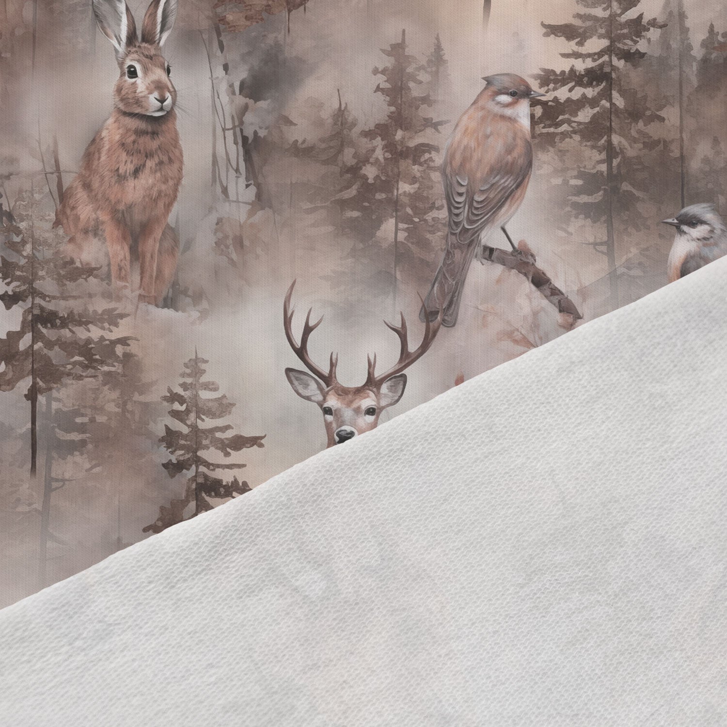 Kokvilnas cilpiņtrikotāža - briedis mežā 250 g/m²