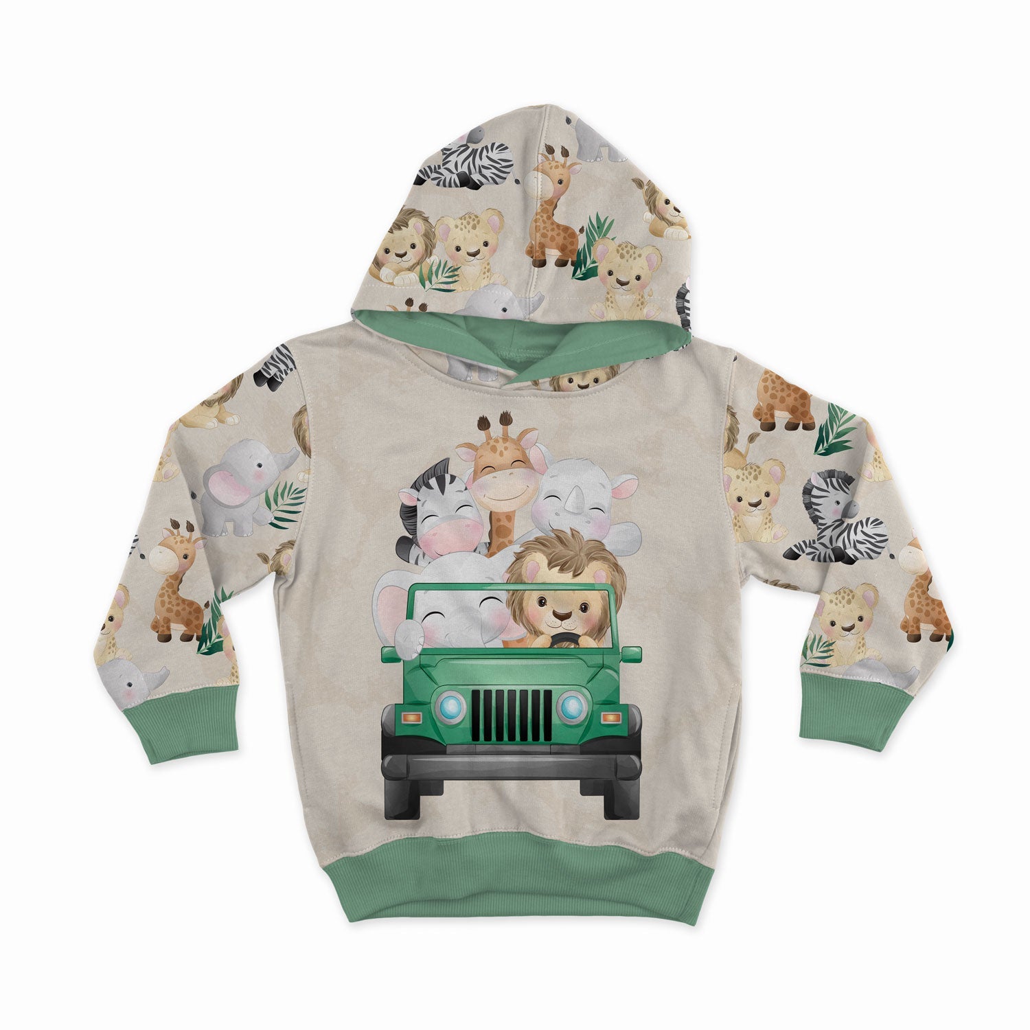 Kokvilnas cilpiņtrikotāža - džungļu mazuļi 250 g/m²