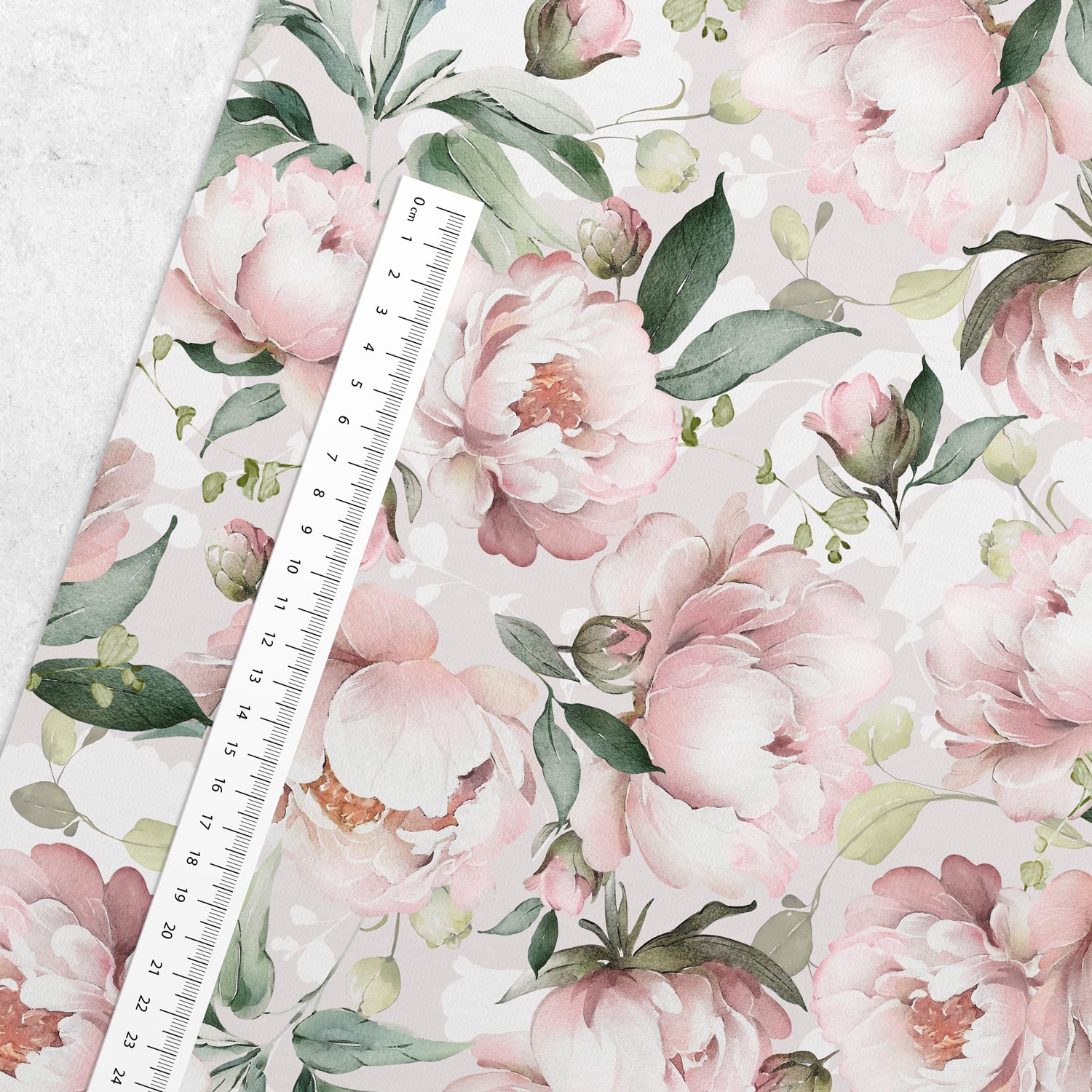 Kokvilnas cilpiņtrikotāža - gaišās peonijas 250 g/m²