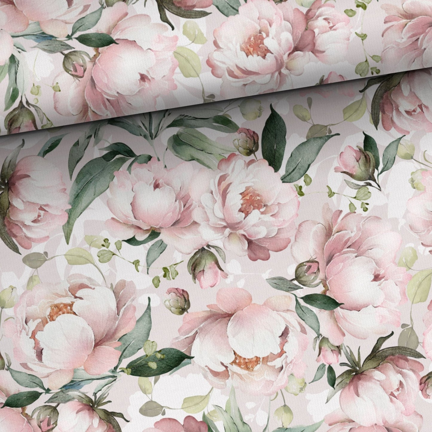 Kokvilnas cilpiņtrikotāža - gaišās peonijas 250 g/m²