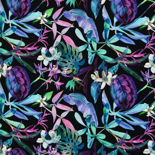 Kokvilnas cilpiņtrikotāža - lapu motīvs 265 g/m²