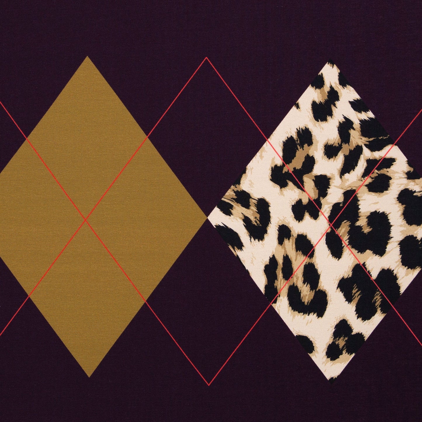 Image de maille bouclette en coton, motif géométrique léopard, 295 g/m² – disponible chez Šarlotes audumi
