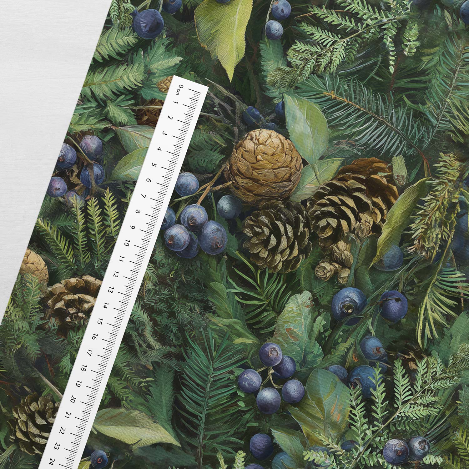 Kokvilnas cilpiņtrikotāža - mellenes mežā 250 g/m²