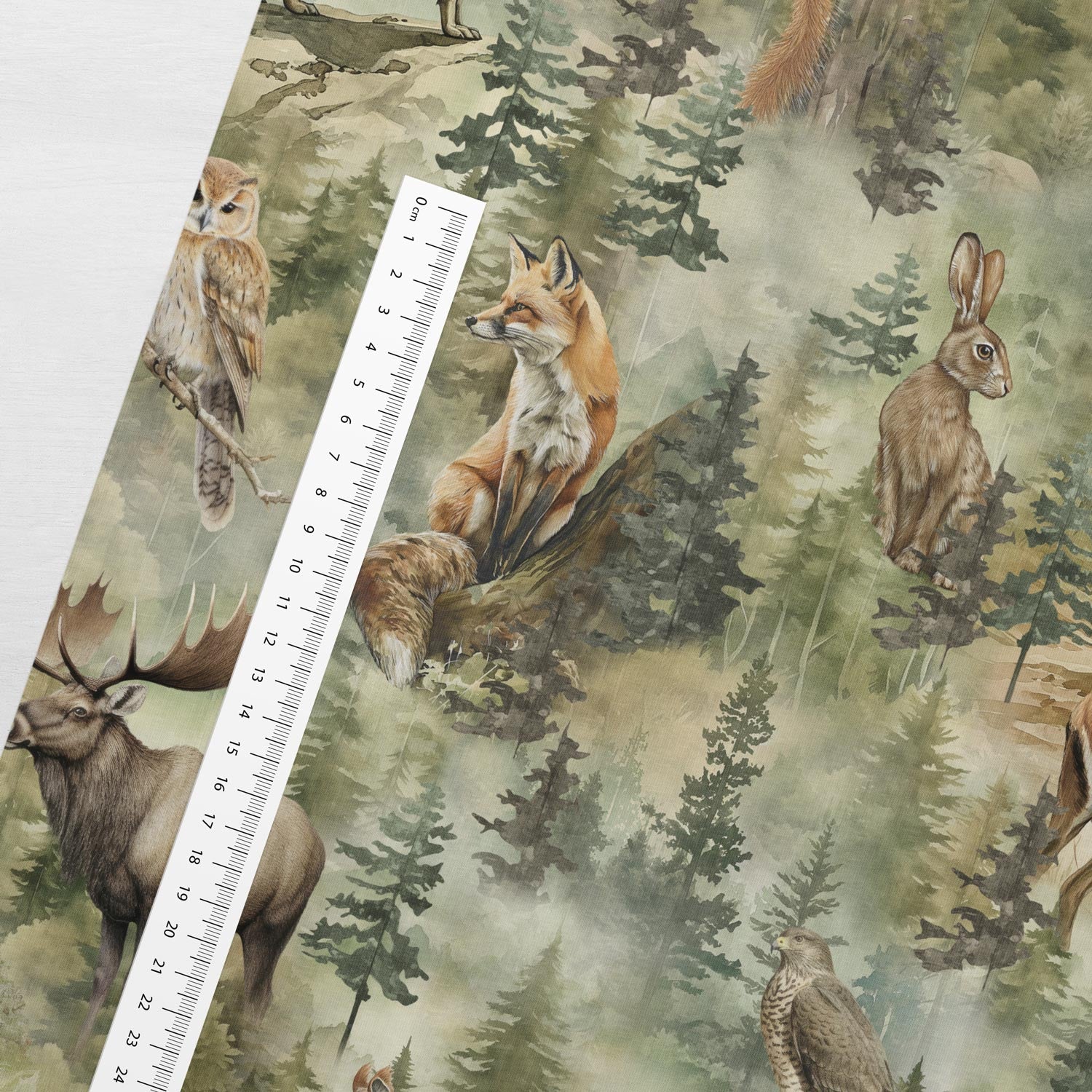 Kokvilnas cilpiņtrikotāža - mežā zvēri 250 g/m²