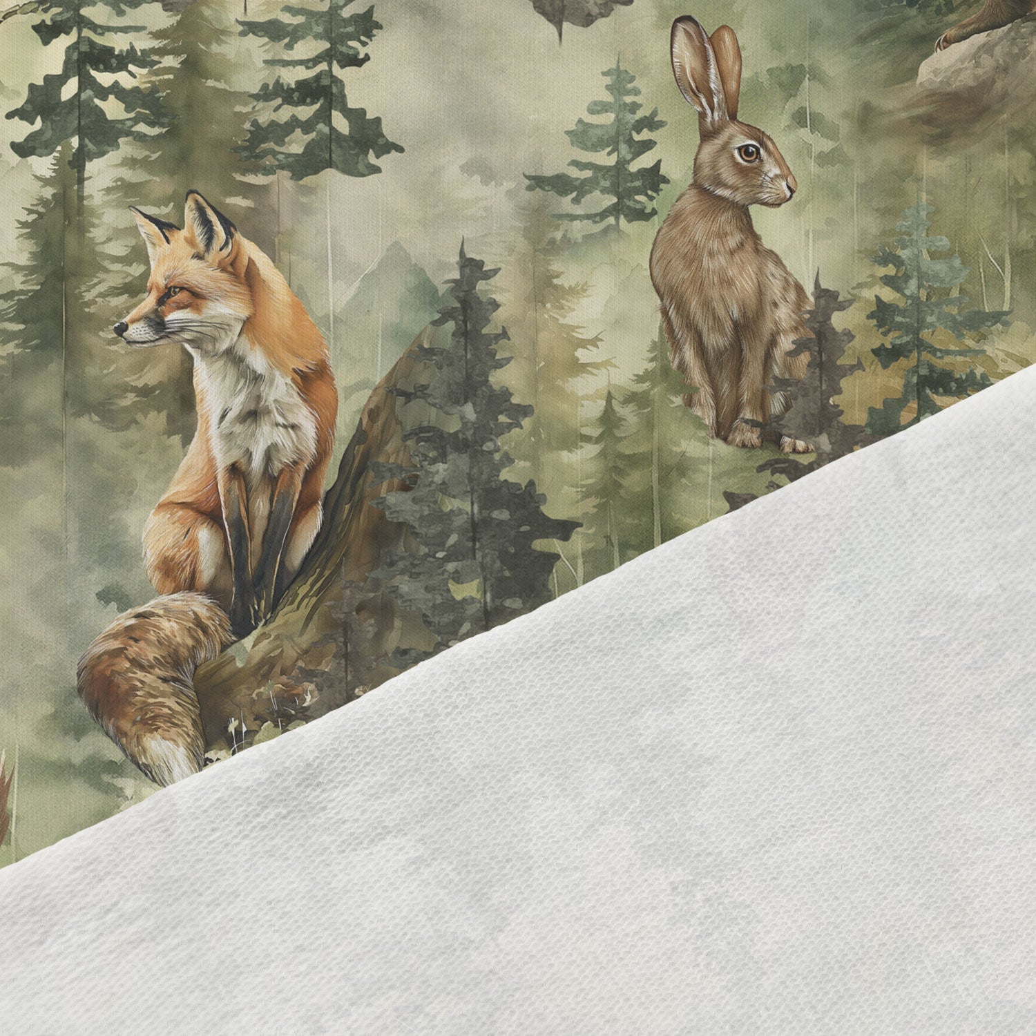 Kokvilnas cilpiņtrikotāža - mežā zvēri 250 g/m²