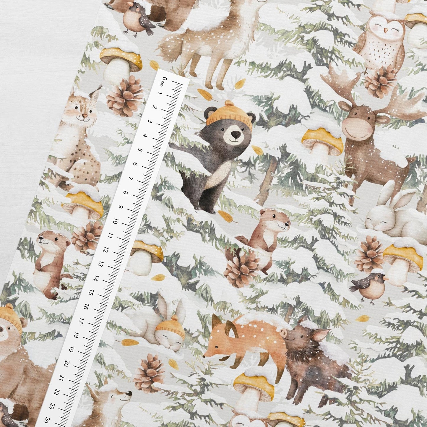 Attēls ar Kokvilnas cilpiņtrikotāža - mežs ziemā 250 g/m² – pieejams Šarlotes audumi