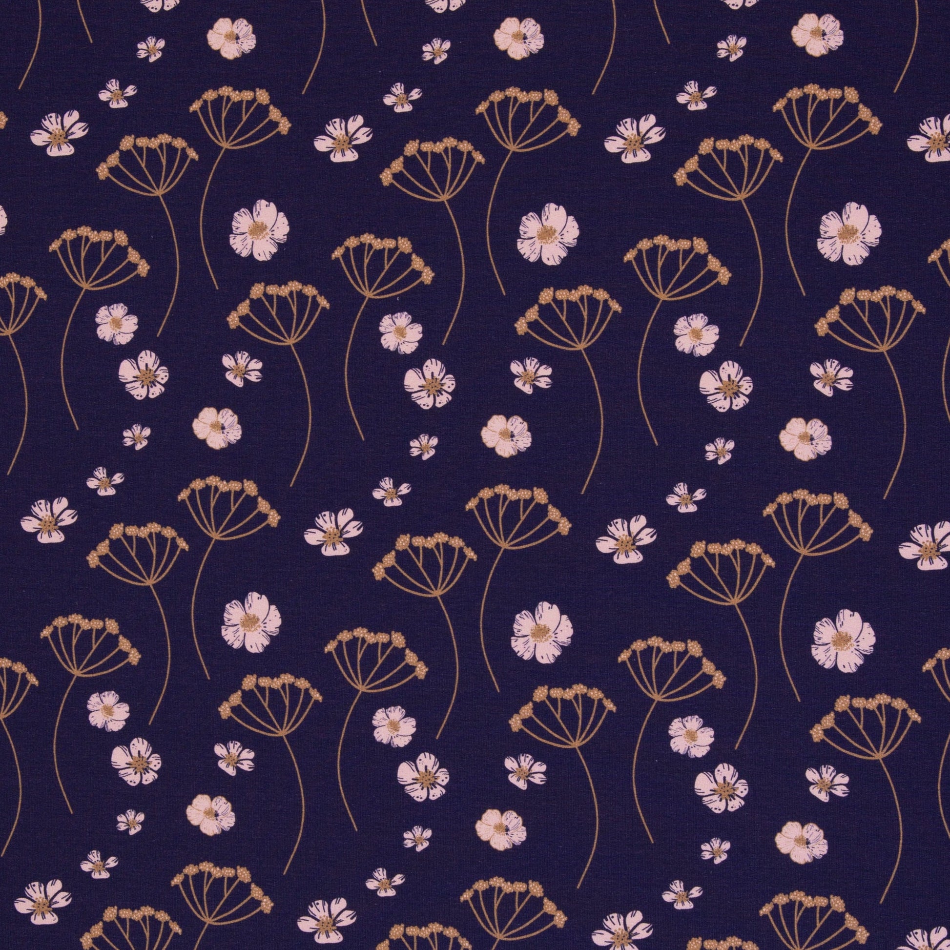 Kokvilnas cilpiņtrikotāža - pelašķi un rozā zieds 265 g/m²