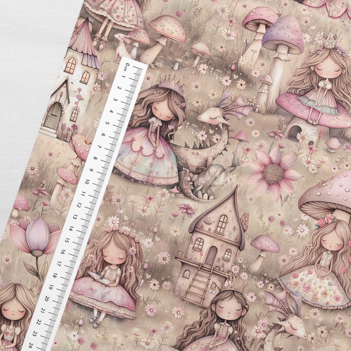 Attēls ar Kokvilnas cilpiņtrikotāža - princese un pūķis 260 g/m² – pieejams Šarlotes audumi