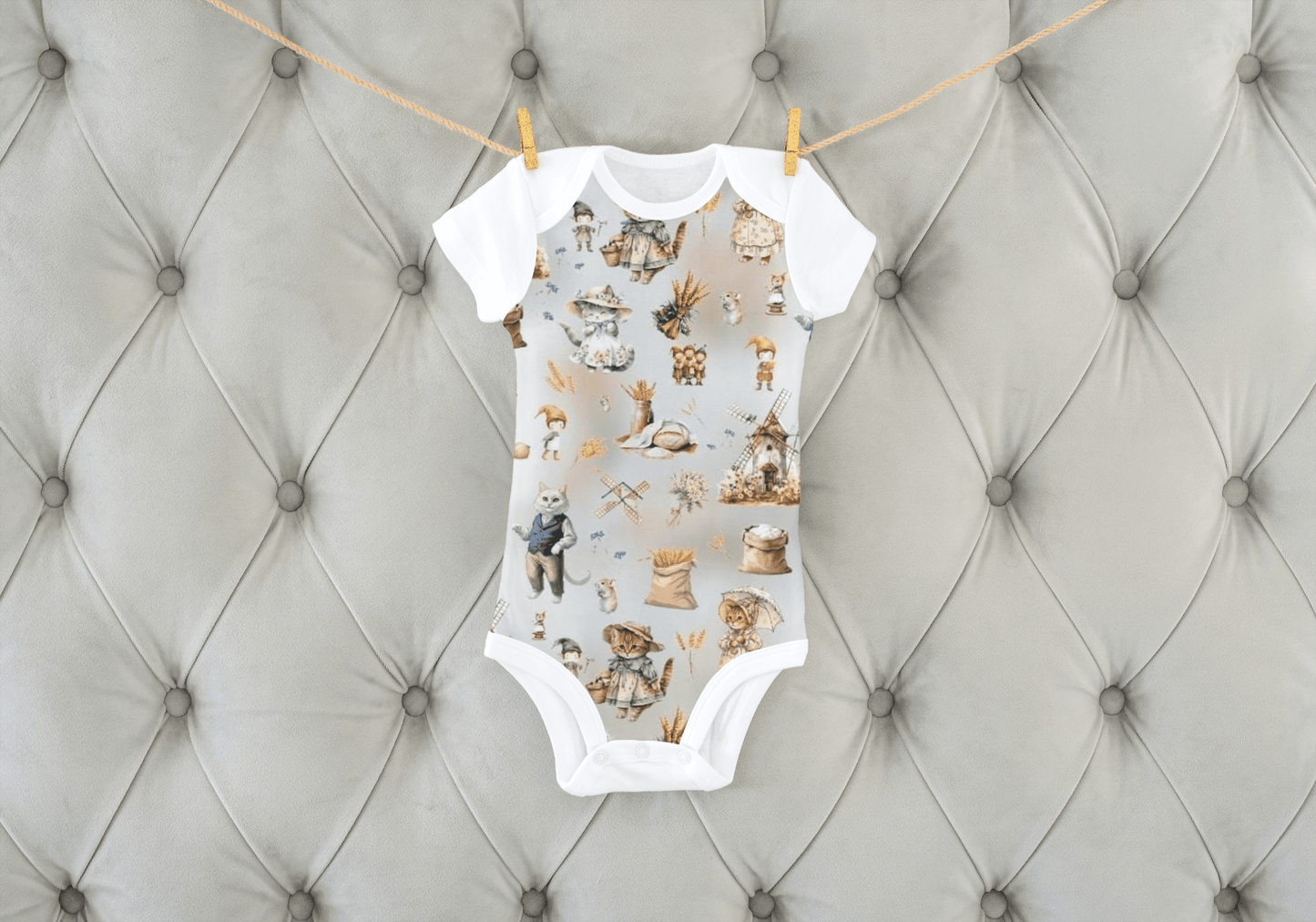 Attēls ar Kokvilnas cilpiņtrikotāža - Tur, kur griežas dzirnavas un murrā ķaķis 250 g/m² – pieejams Šarlotes audumi