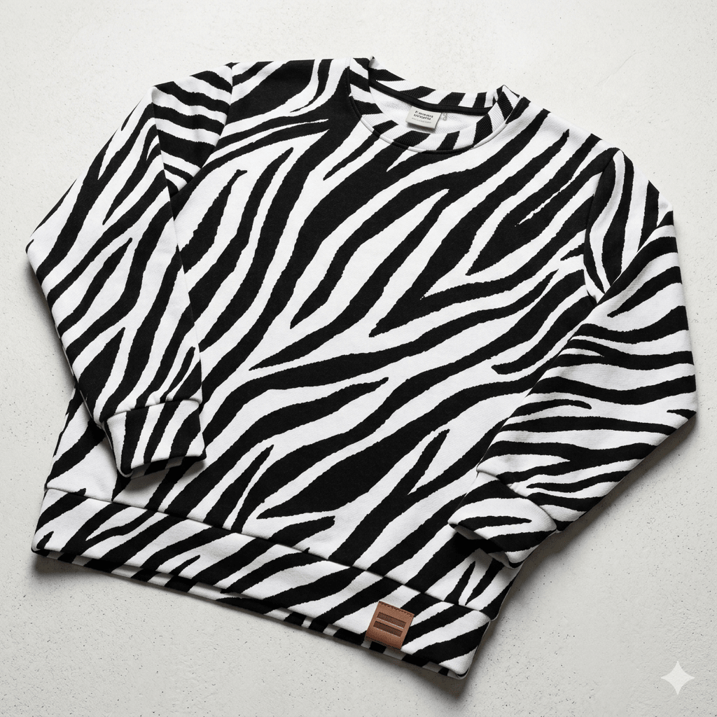 Attēls ar Kokvilnas cilpiņtrikotāža - zebra 230 g/m² – pieejams Šarlotes audumi