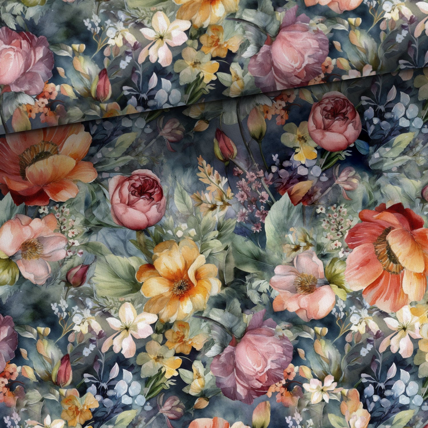 Kokvilnas cilpiņtrikotāža - ziedu motīvs 250 g/m²