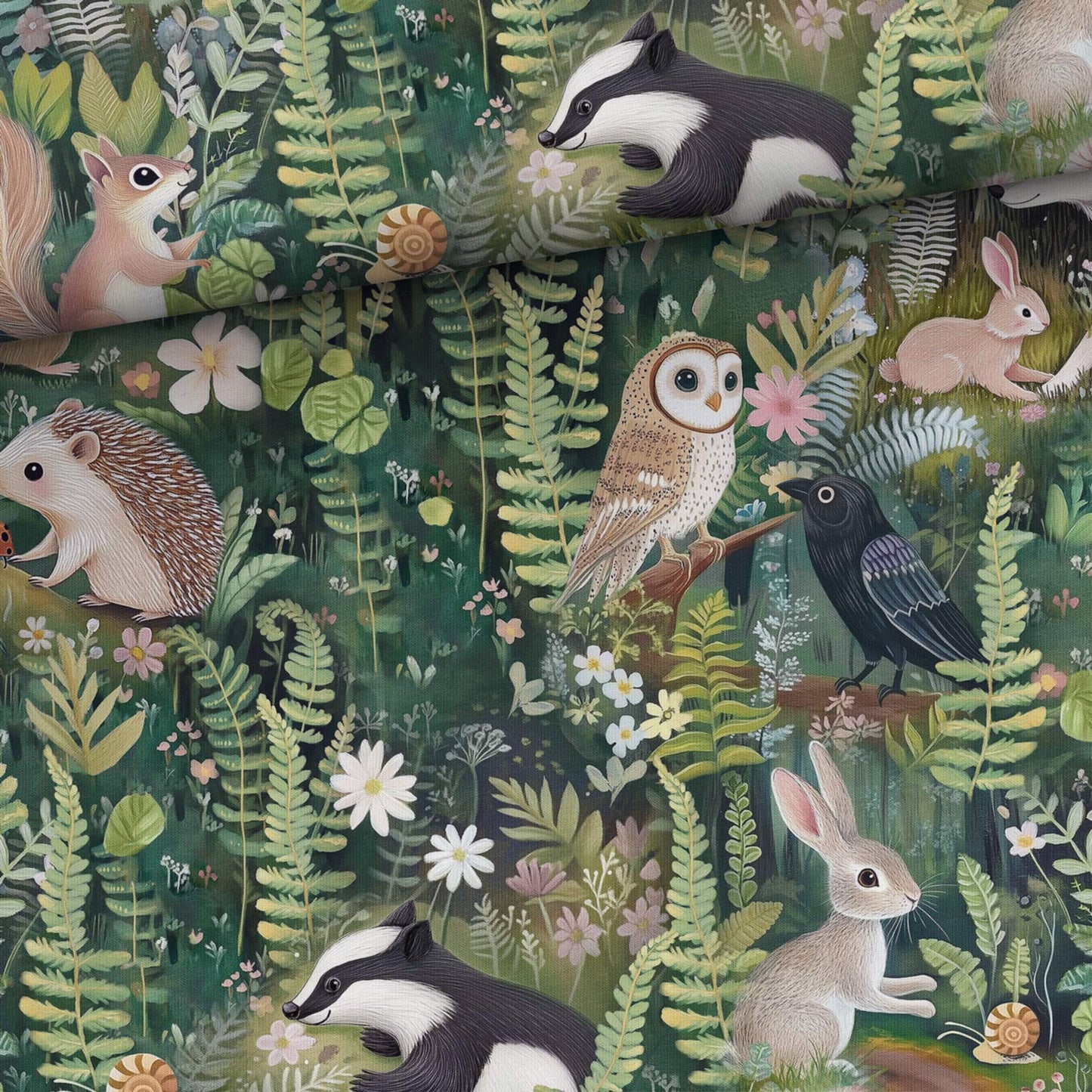 Kokvilnas cilpiņtrikotāža - zvēri mežā 250 g/m²