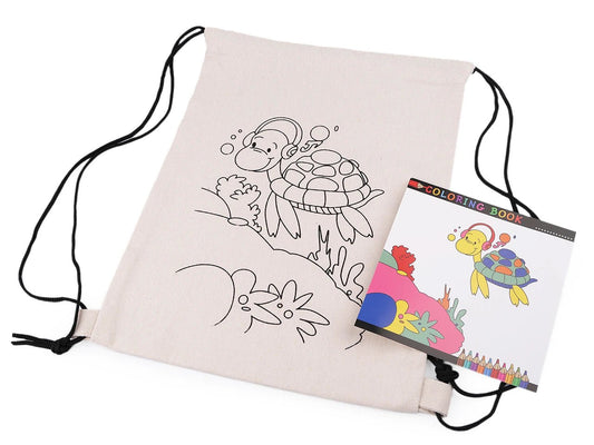 Kokvilnas maisiņš ar attēlu krāsošanai – bruņurupucis