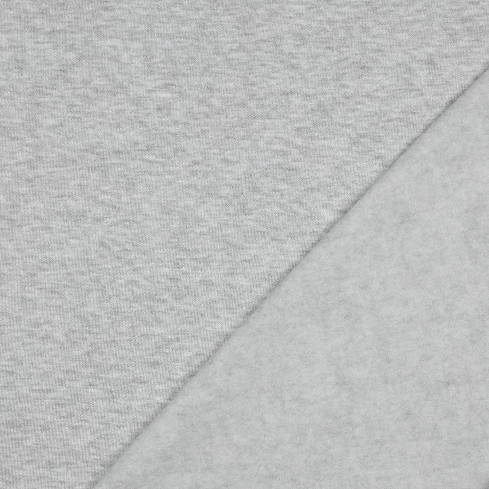 Attēls ar Kokvilnas siltināta trikotāža - gaiši pelēka melanža 285 g/m² – pieejams Šarlotes audumi