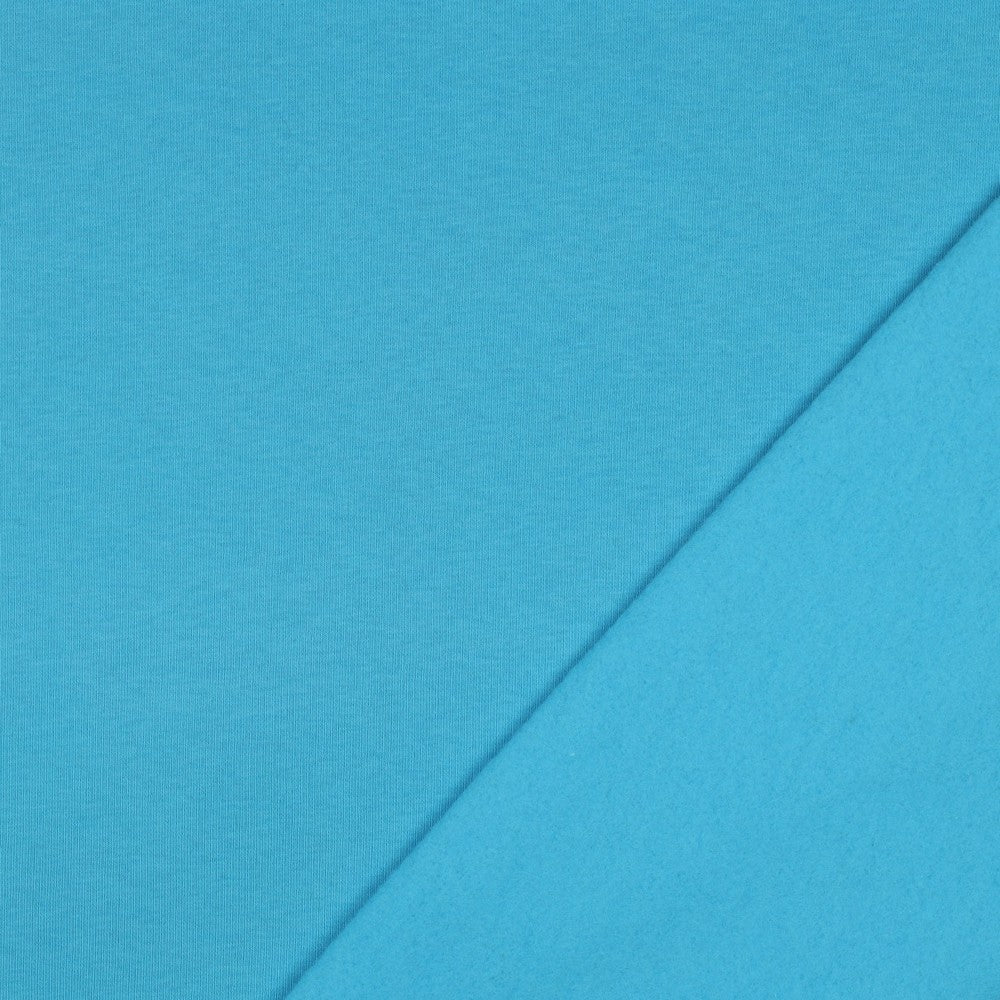 Kokvilnas siltināta trikotāža - tirkīzzila 285 g/m²