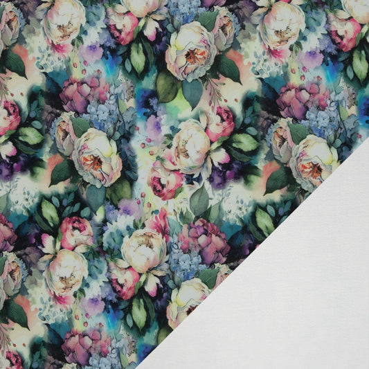 Kokvilnas siltināta trikotāža|Alpen fleece| - peonijas 300 g/m²