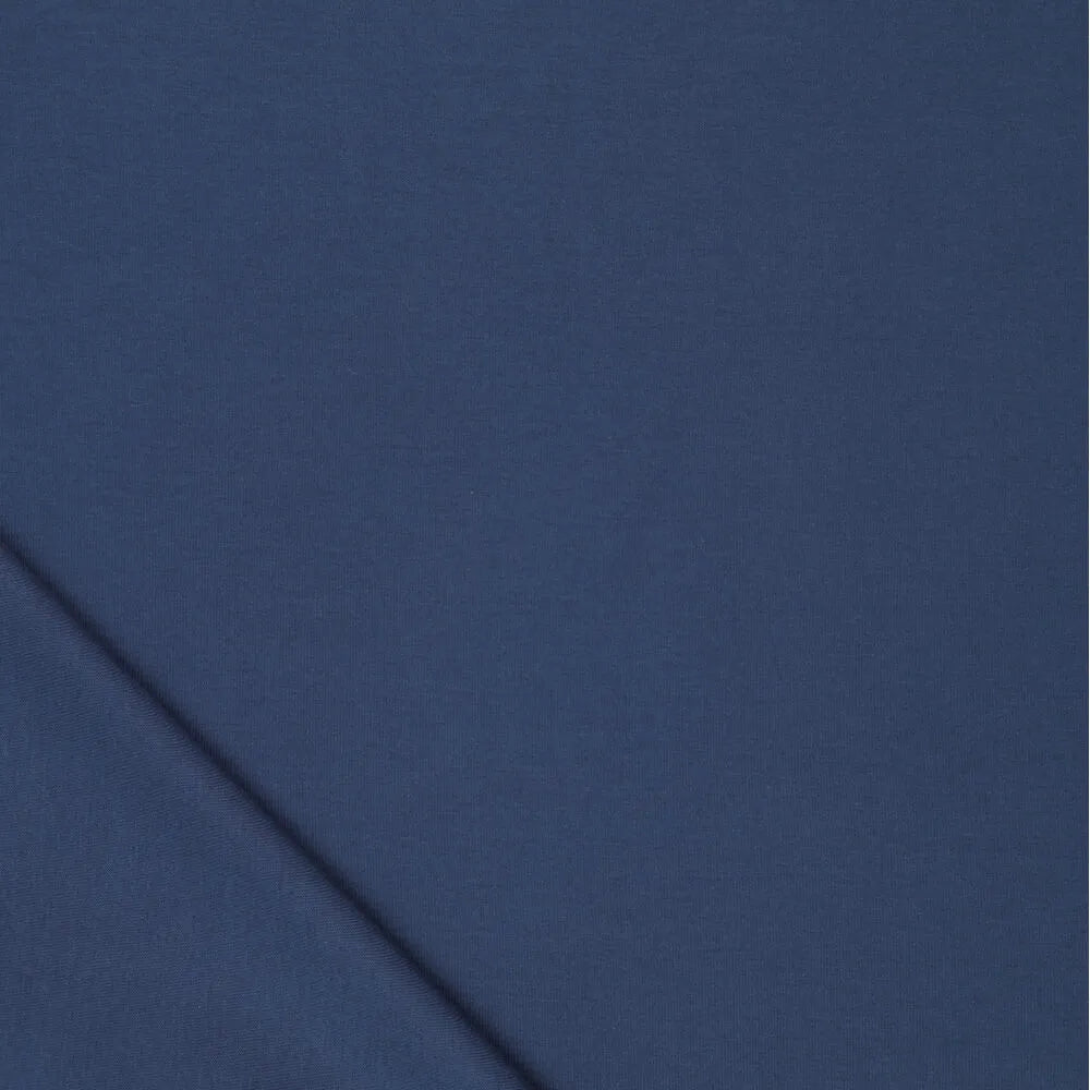 Attēls ar Kokvilnas trikotāža - dūmakains džinsu tonis 210 g/m² – pieejams Šarlotes audumi