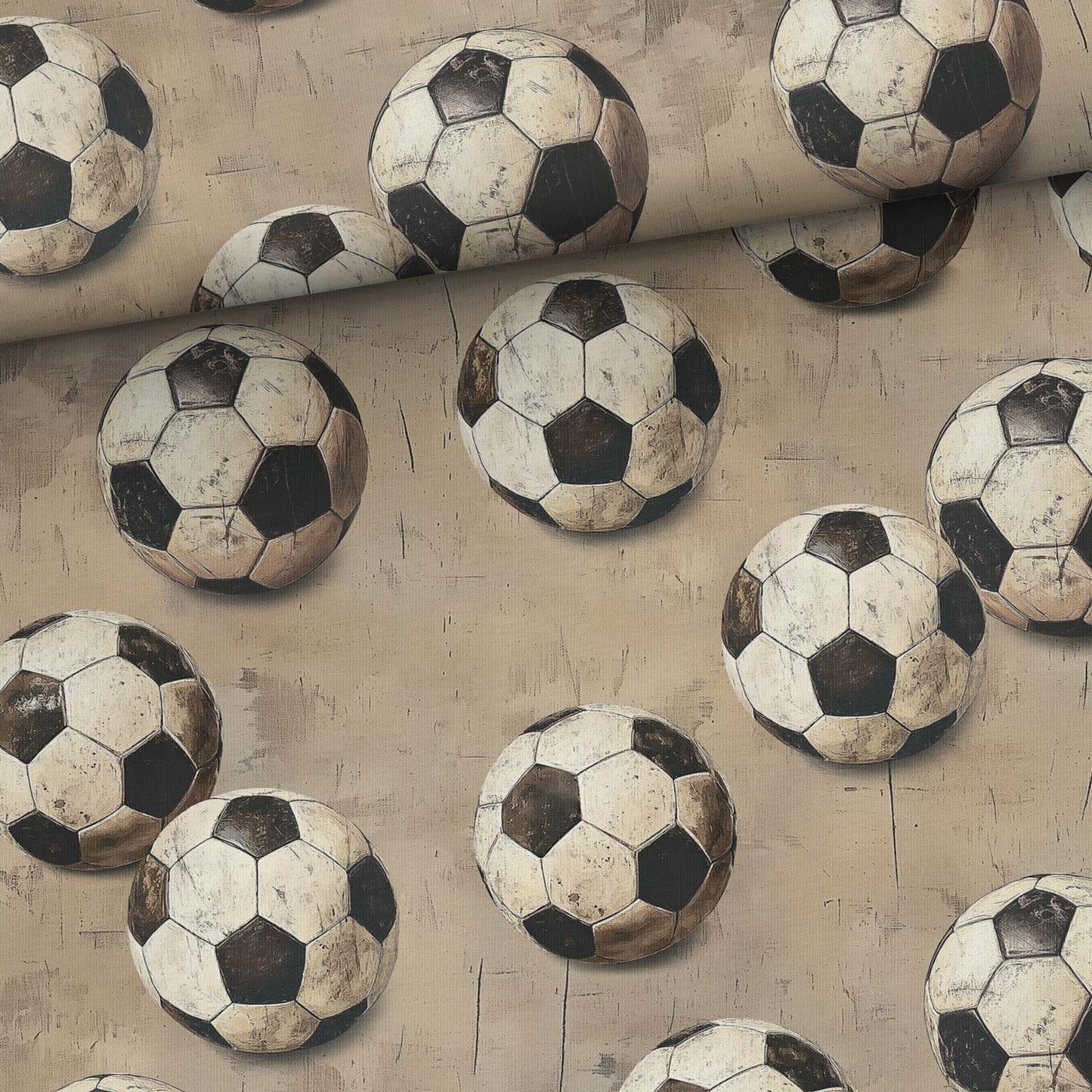 Kokvilnas trikotāža - futbola bumbas 200 g/m²