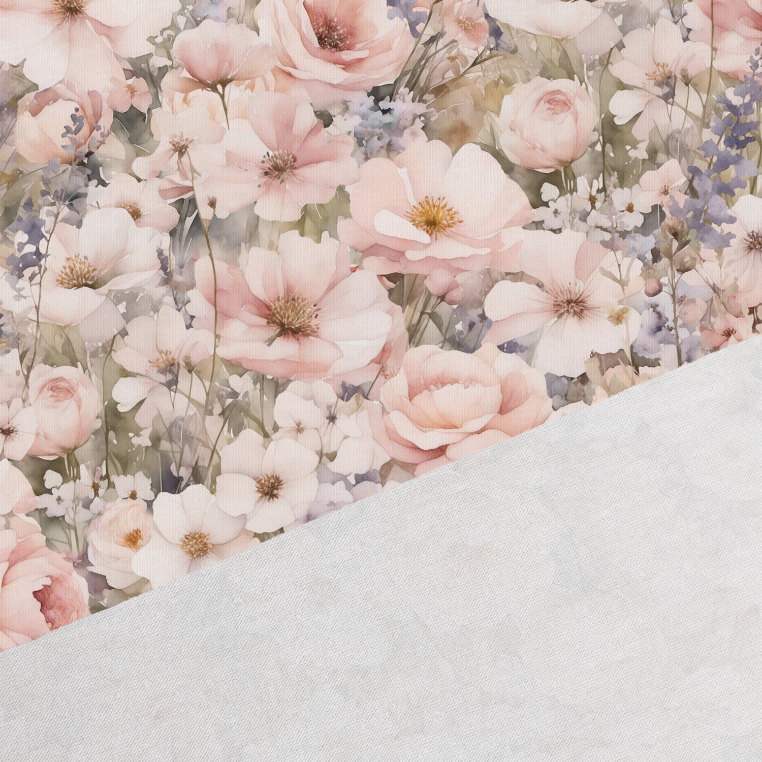 Kokvilnas trikotāža - pasteļtoņu ziedi 200 g/m²