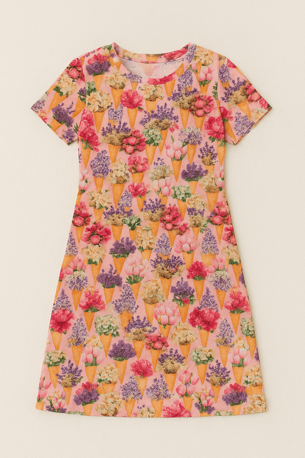 Kokvilnas trikotāža - ziedošie saldējumi 200 g/m²