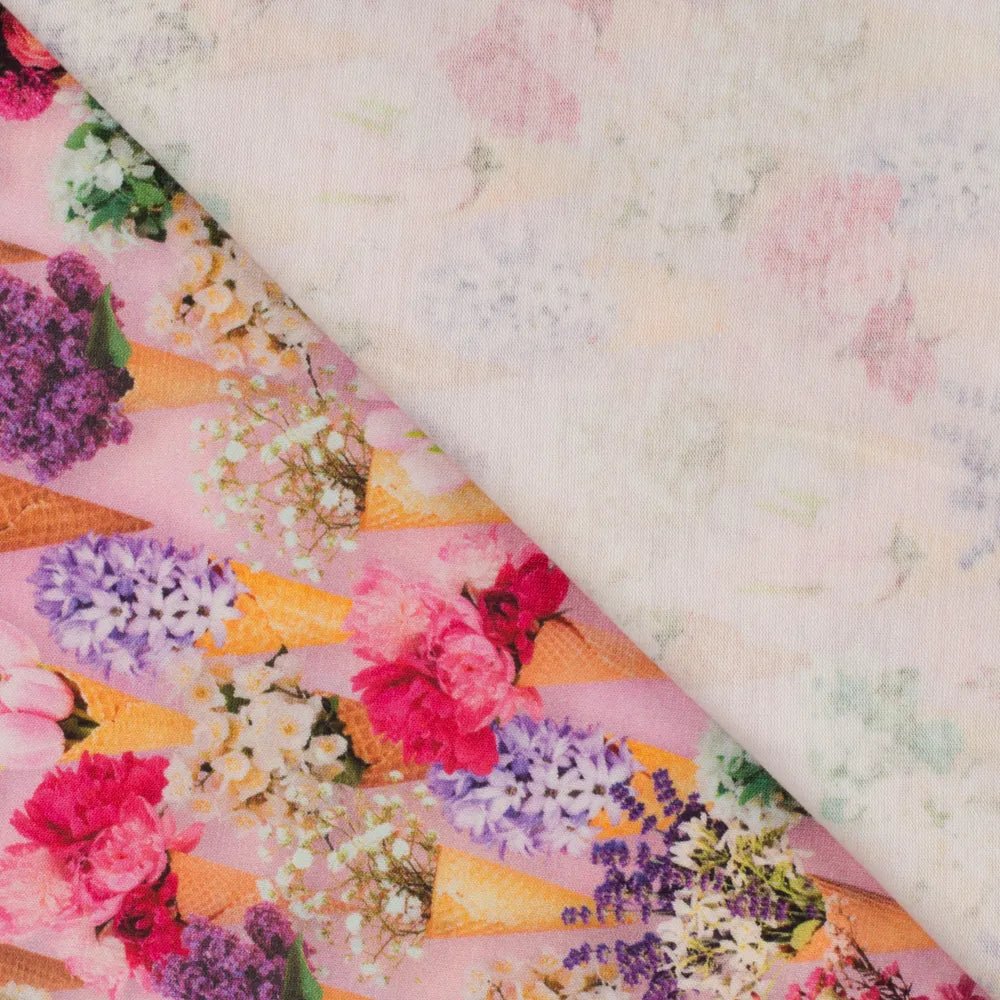 Kokvilnas trikotāža - ziedošie saldējumi 200 g/m²