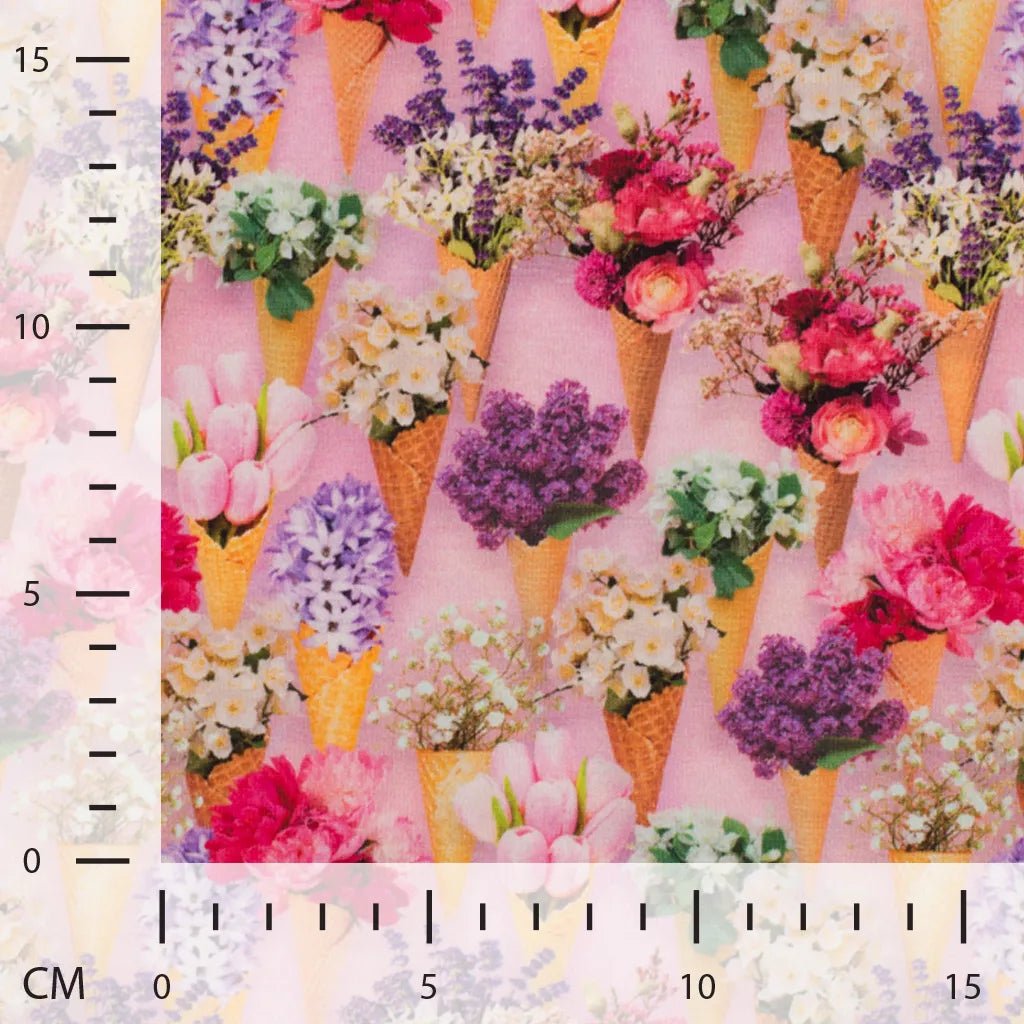 Kokvilnas trikotāža - ziedošie saldējumi 200 g/m²
