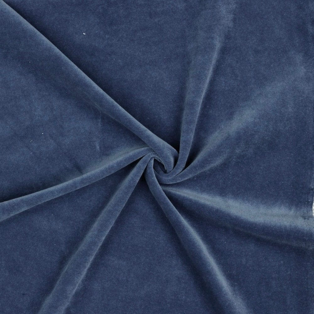 Kokvilnas velūrs - dūmakaini džinsu zils 250 g/m²