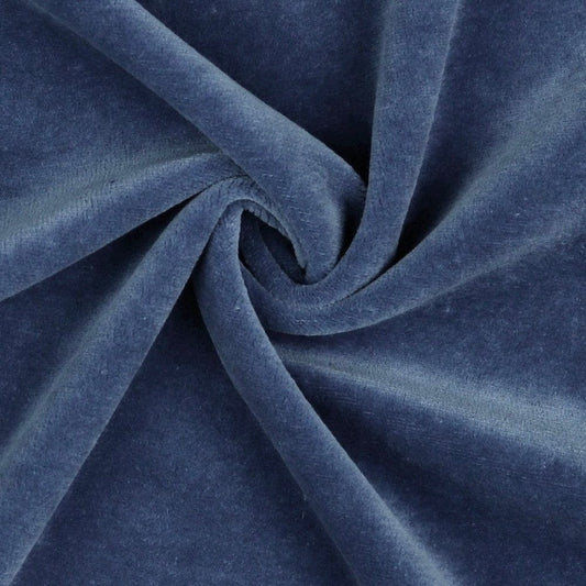 Kokvilnas velūrs - dūmakaini džinsu zils 250 g/m²