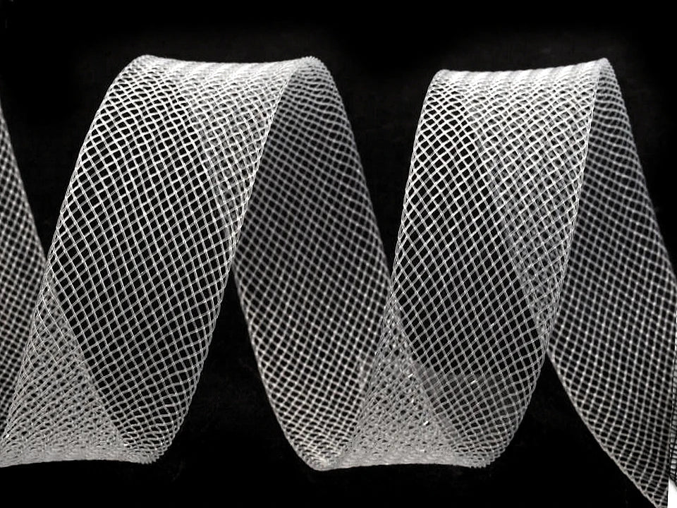 Krinolīna lente | 2,5 cm | 40 m | stingra, caurspīdīga