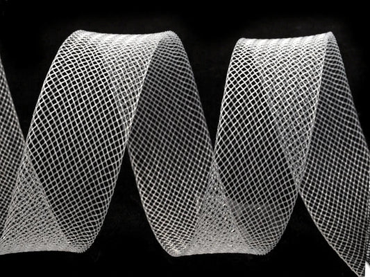 Krinolīna lente | 2,5 cm | 40 m | stingra, caurspīdīga