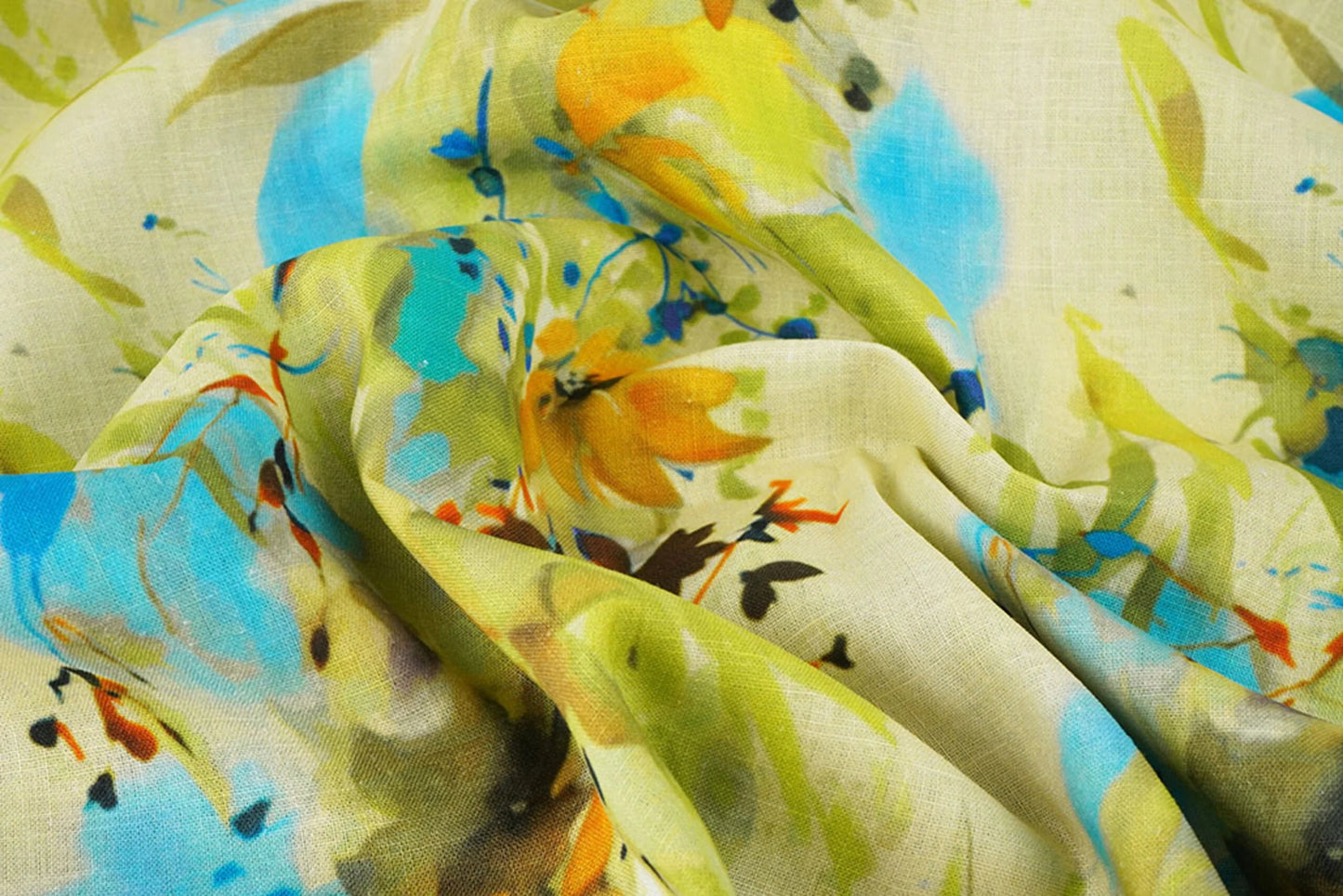 Attēls ar Lins ar kokvilnu - ziedu raksts 170 g/m² | viegls, elpojošs audums apģērbam un mājai – pieejams Šarlotes audumi