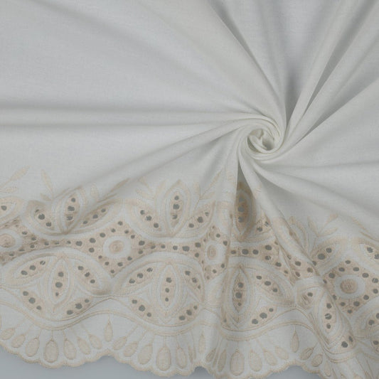 Lins ar viskozi - izšūti bēši ziedi 250 g/m²