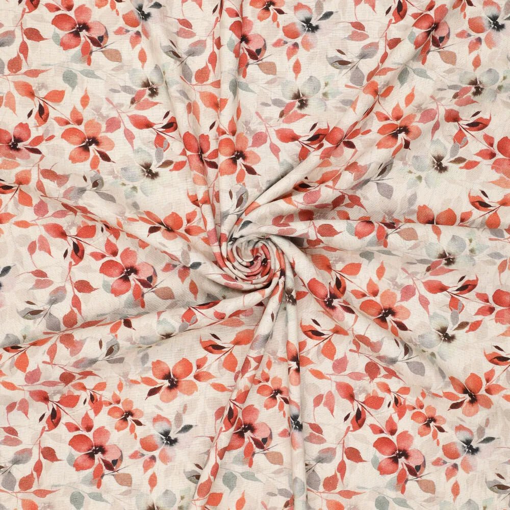 Lins ar viskozi - oranži ziedi 120 g/m²