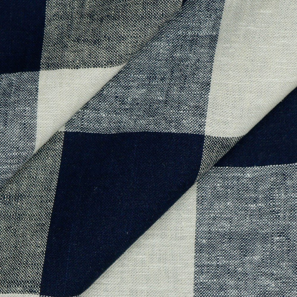 Lins ar viskozi - tumši zils rūtains 145 g/m²